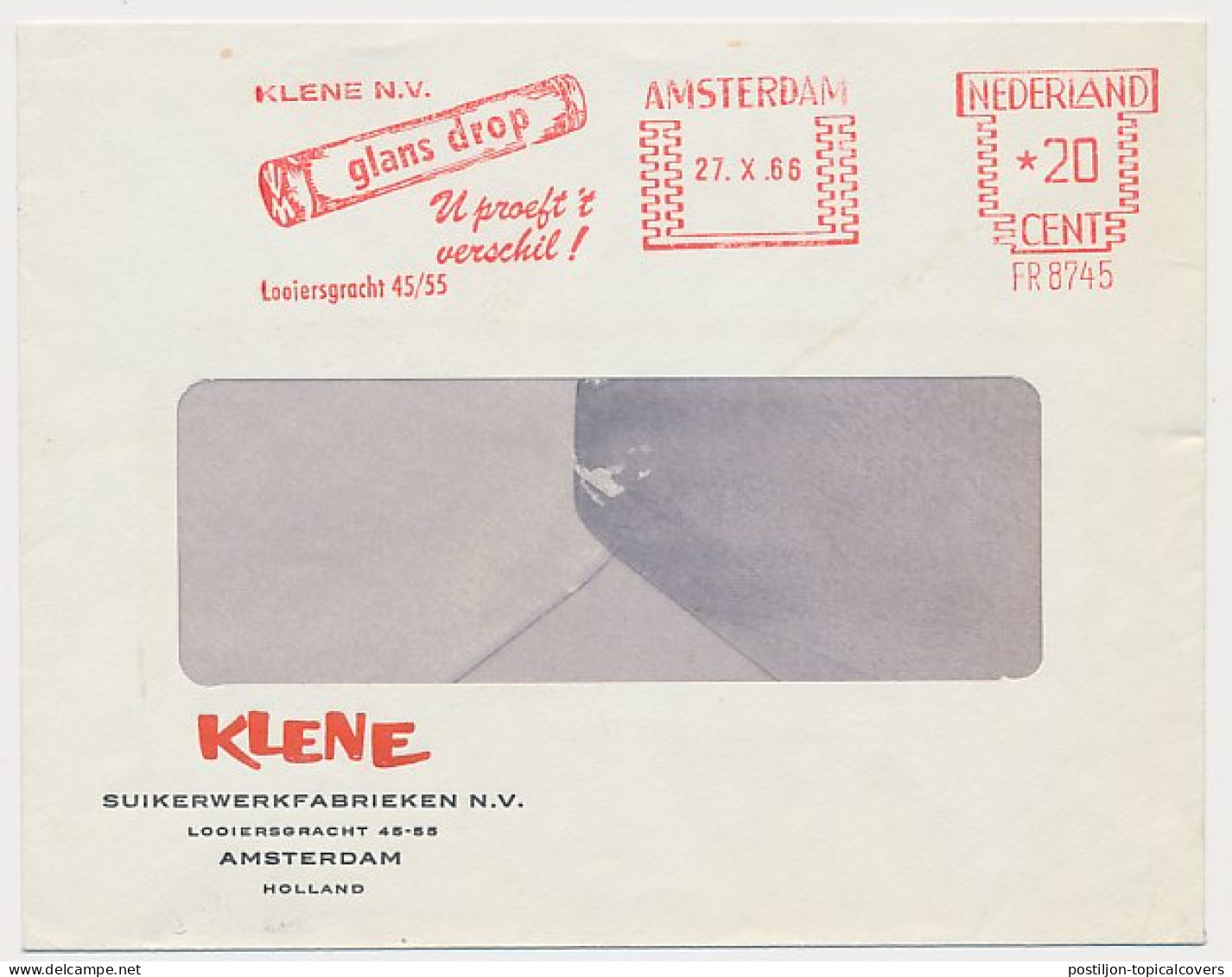 Meter Cover Netherlands 1966 Candy - Licorice - Amsterdam - Levensmiddelen