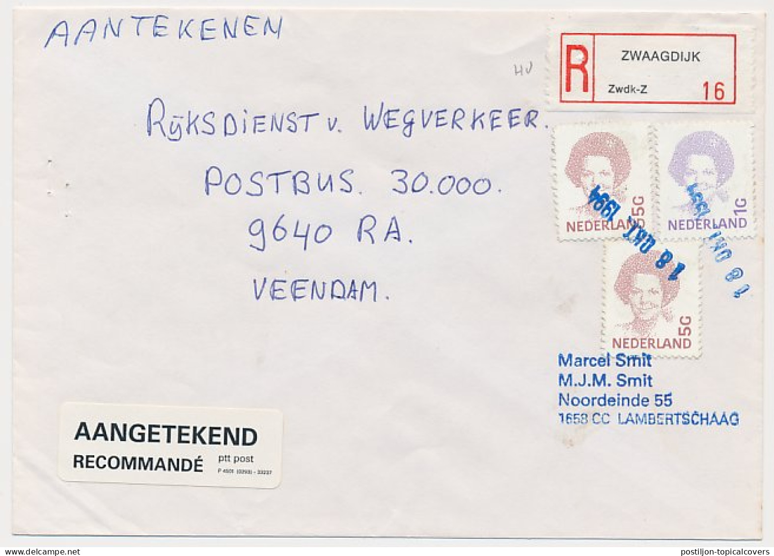MoPag Mobiel Postagentschap Aangetekend Zwaagdijk Lambertschaag - Ohne Zuordnung