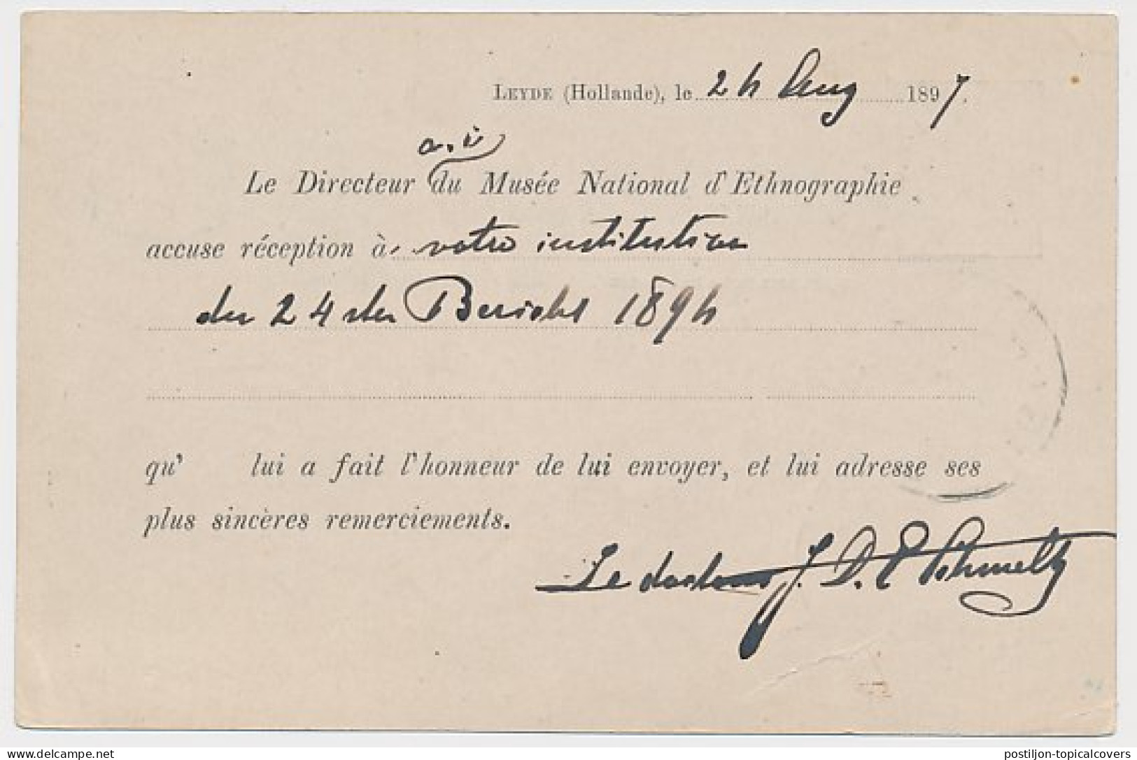 Briefkaart G. 29 Particulier Bedrukt Leiden - Duitsland 1897 - Postwaardestukken