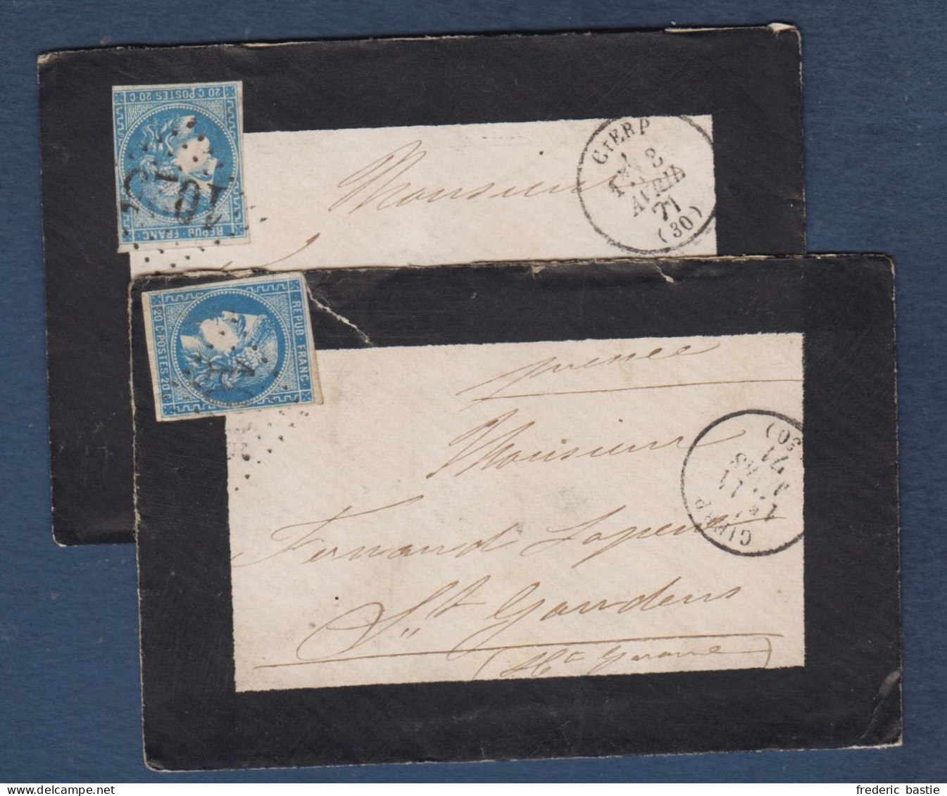 Bordeaux N° 46B  Oblit. GC 1025 ( Cierp ) Sur 2 Enveloppes - 1870 Bordeaux Printing