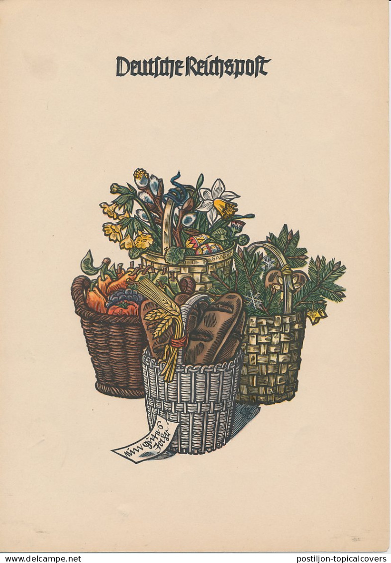 Telegram Germany 1940 - Schmuckblatt Telegramme Easter Egges - Four Seasons - Fruits - Flowers - Pasen