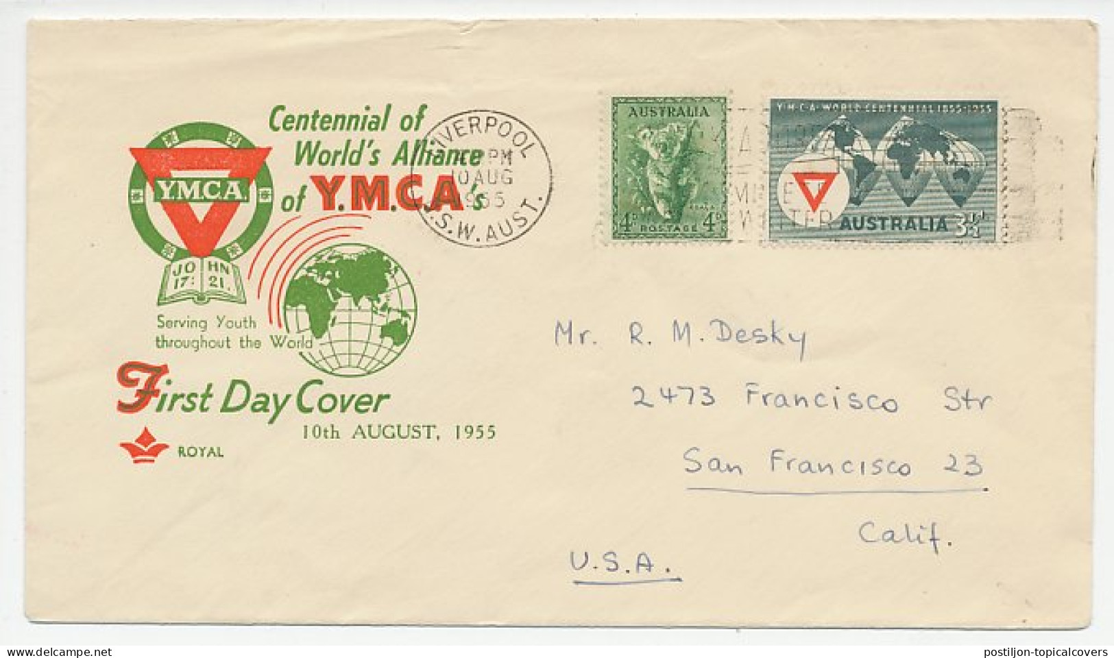 Illustrated Cover Australia 1955 YMCA - Other & Unclassified