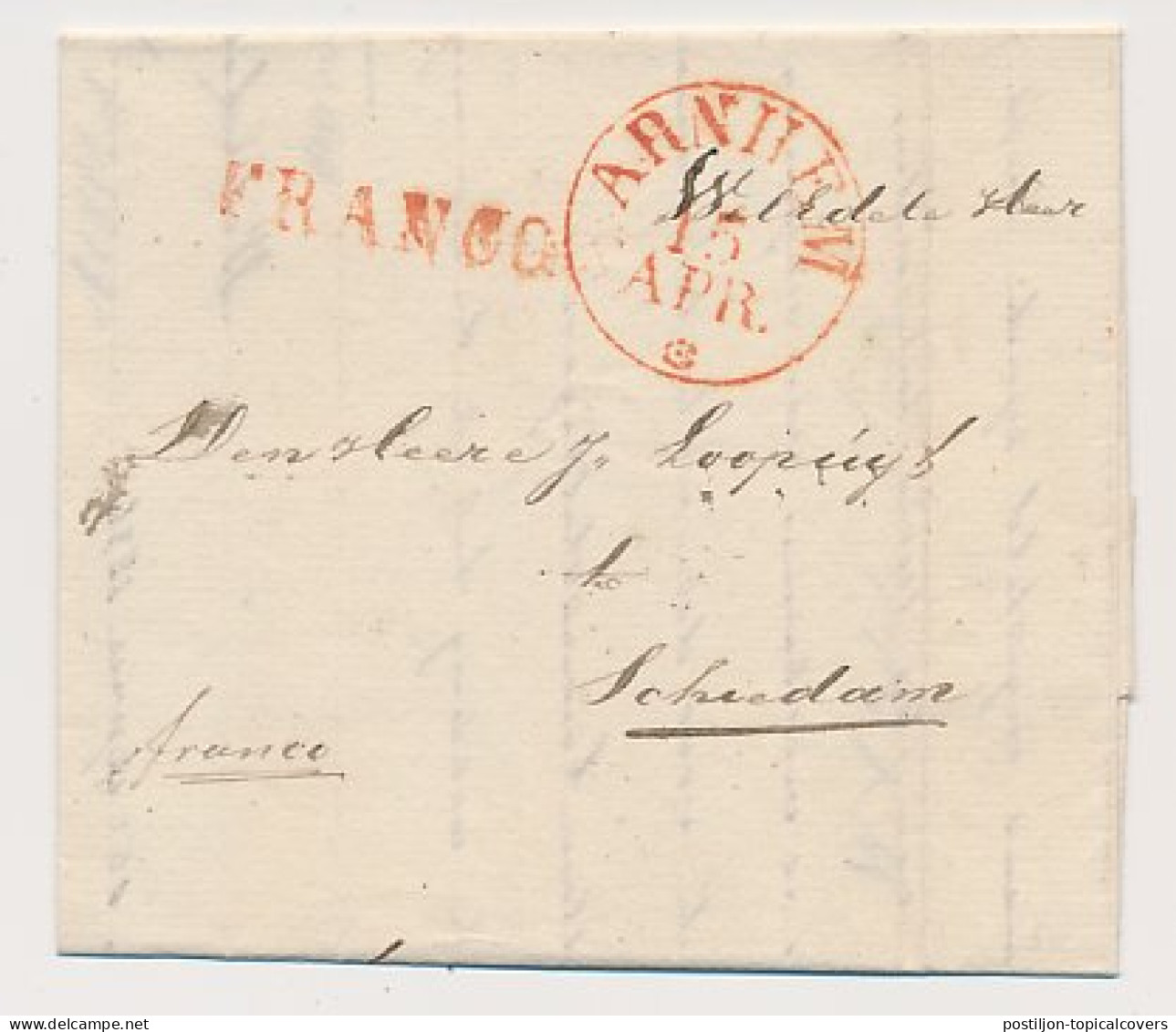 Arnhem - Schiedam 1836 - Franco - ...-1852 Voorlopers