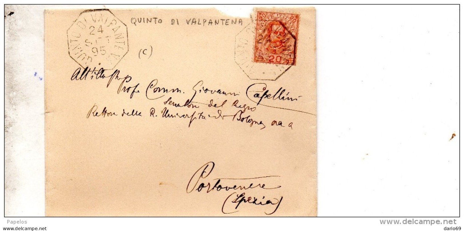 1895  LETTERA CON ANNULLO QUINTO DI VALPANTENA VERONA - Poststempel