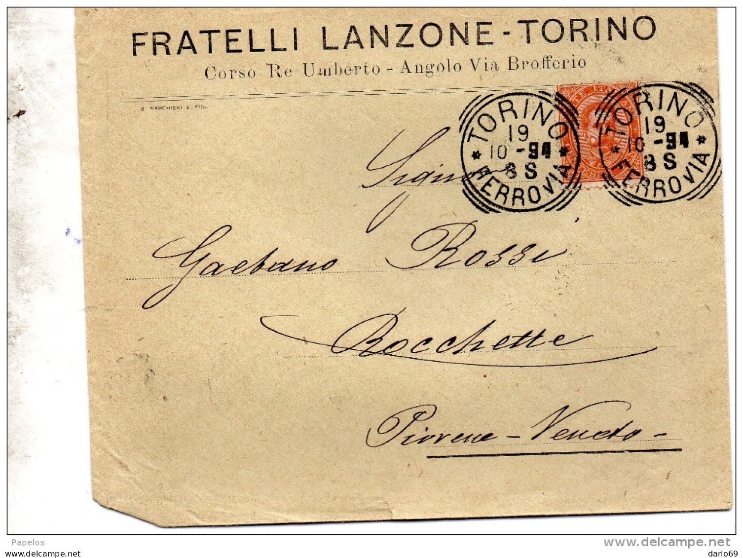 1894  LETTERA INTESTATA   CON ANNULLO TORINO - Marcophilia