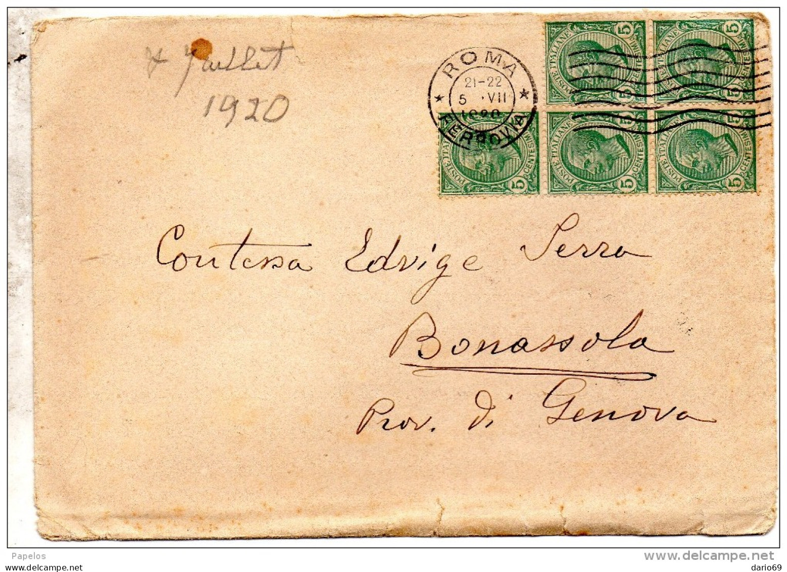 1920  LETTERA CON ANNULLO ROMA - Poststempel