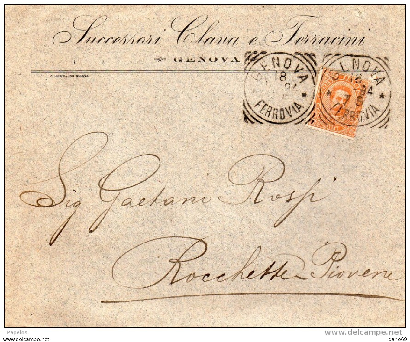 1894  LETTERA INTESTATA   CON ANNULLO GENOVA - Poststempel