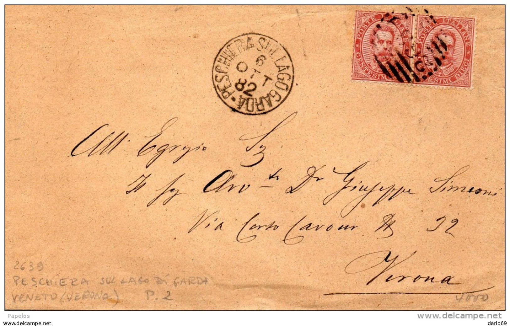 1882 LETTERA CON ANNULLO  PESCHIERA SUL LAGO GARDA VERONA - Poststempel