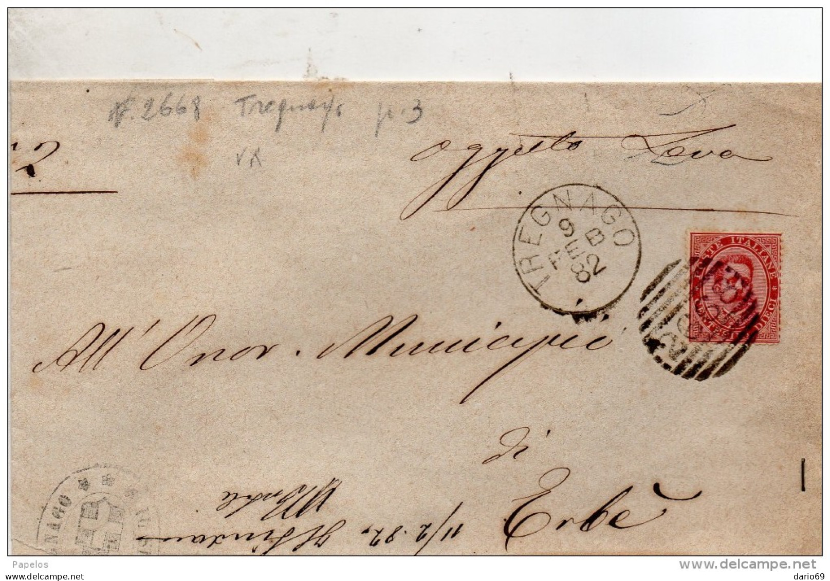 1882  LETTERA CON ANNULLO TREGNAGO VERONA - Storia Postale