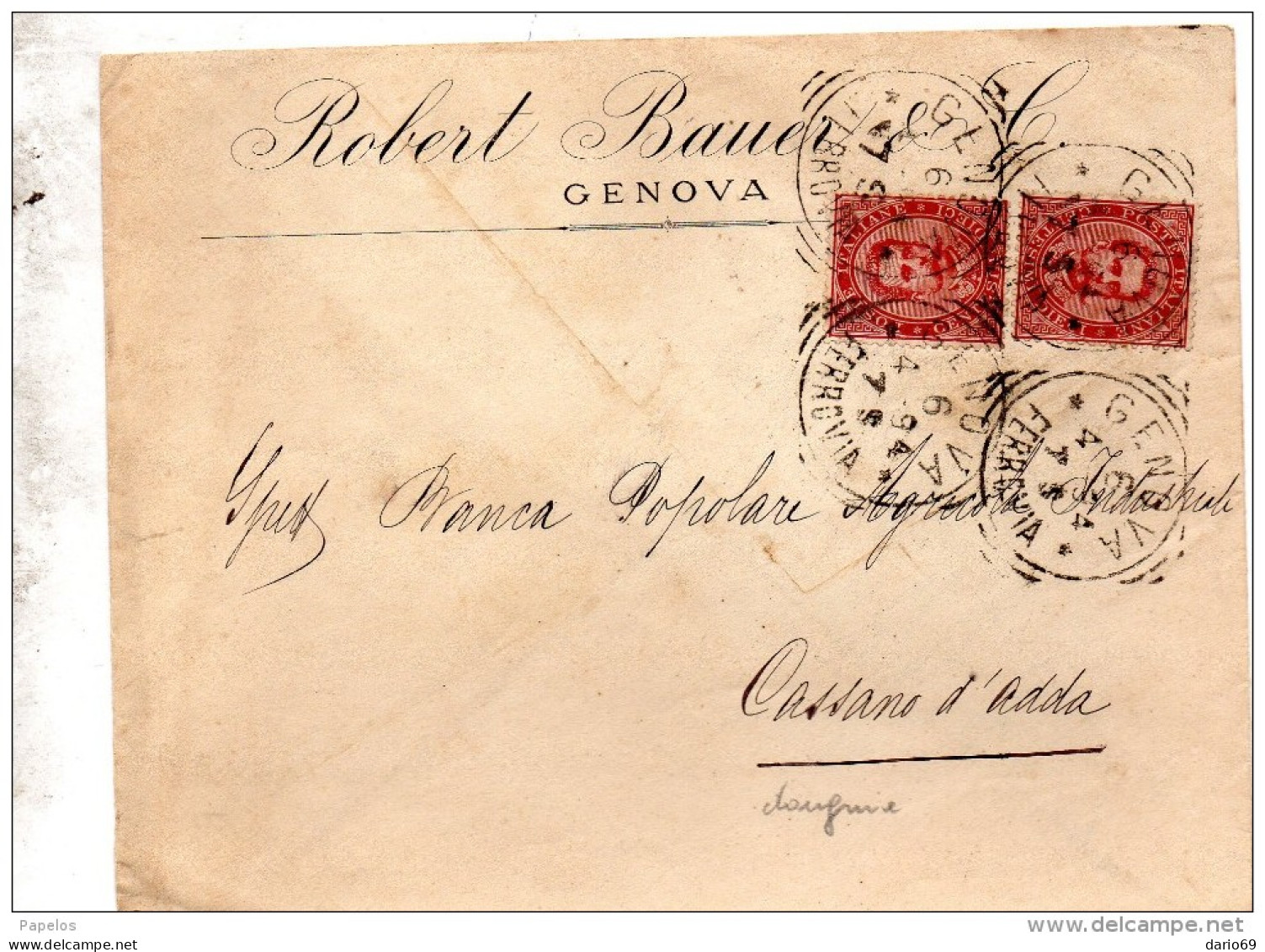 1894  LETTERA CON ANNULLO  GENOVA - Marcofilía