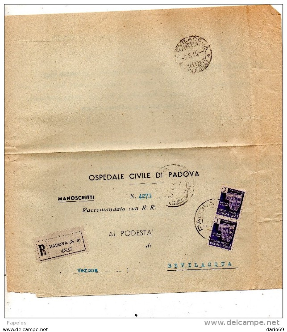 1945  LETTERA CON ANNULLO PADOVA - Marcofilía