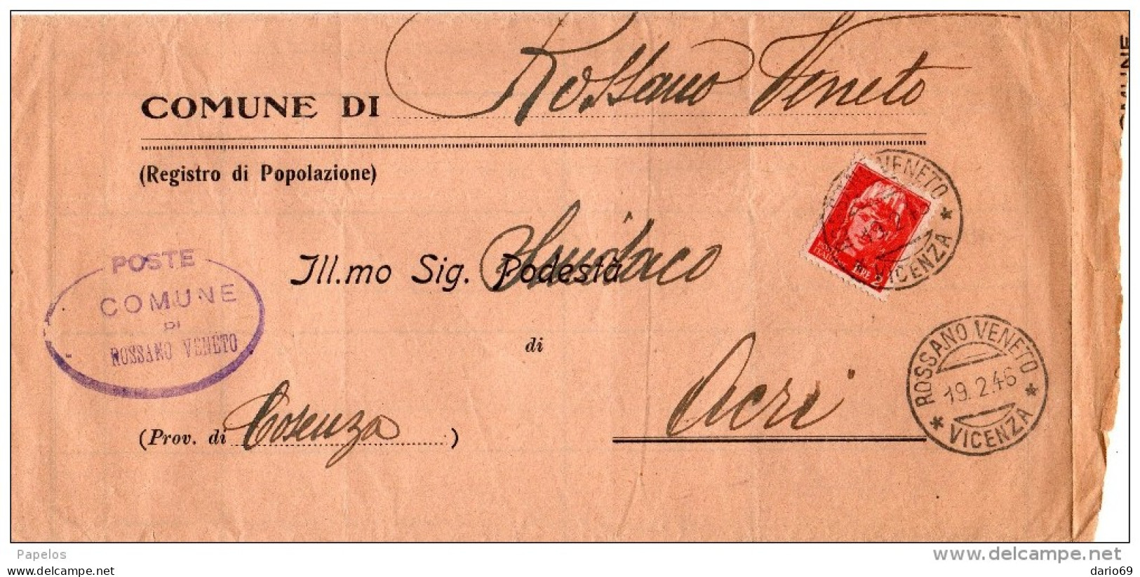 1945  LETTERA CON ANNULLO TREVISO - Marcofilía