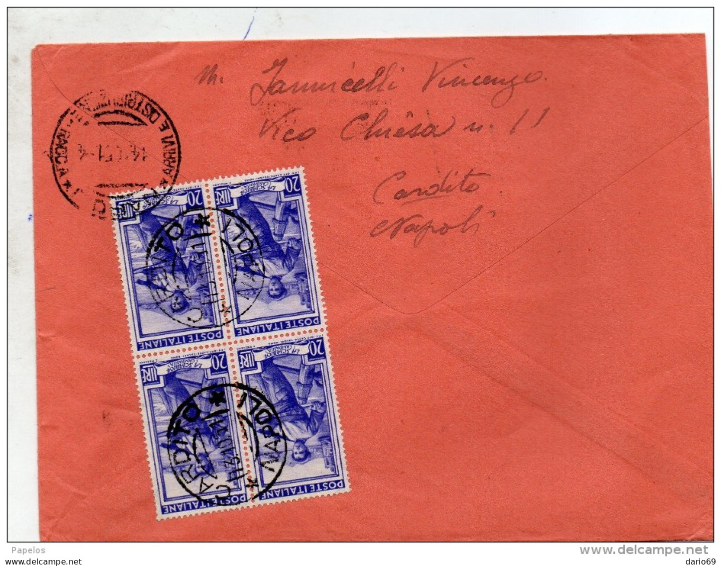 1951  LETTERA RACCOMANDATA CON ANNULLO CARDITO NAPOLI - 1946-60: Storia Postale