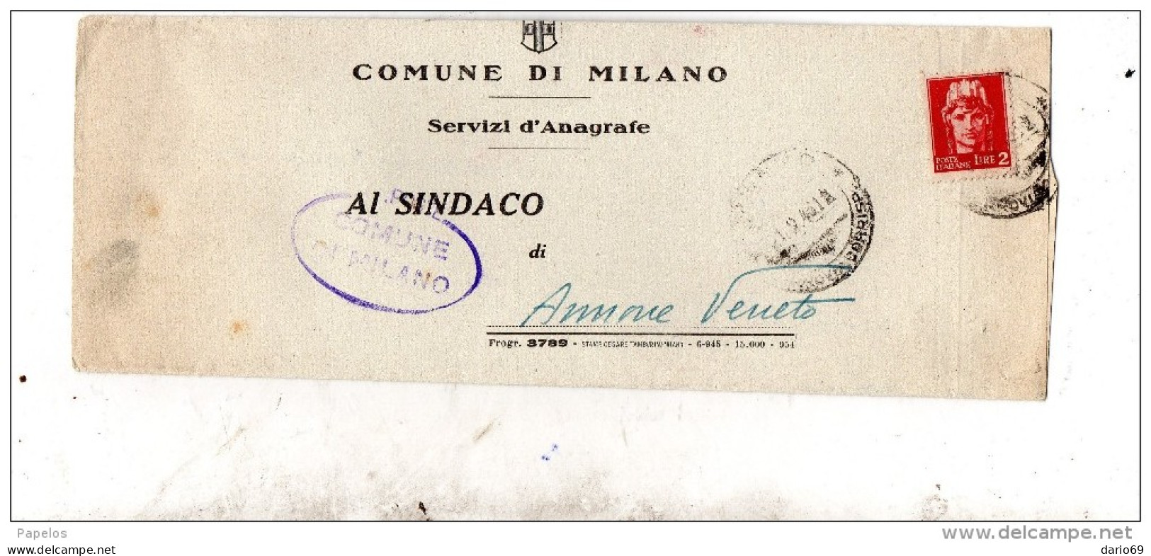 1946  LETTERA CON ANNULLO MILANO - Marcofilie
