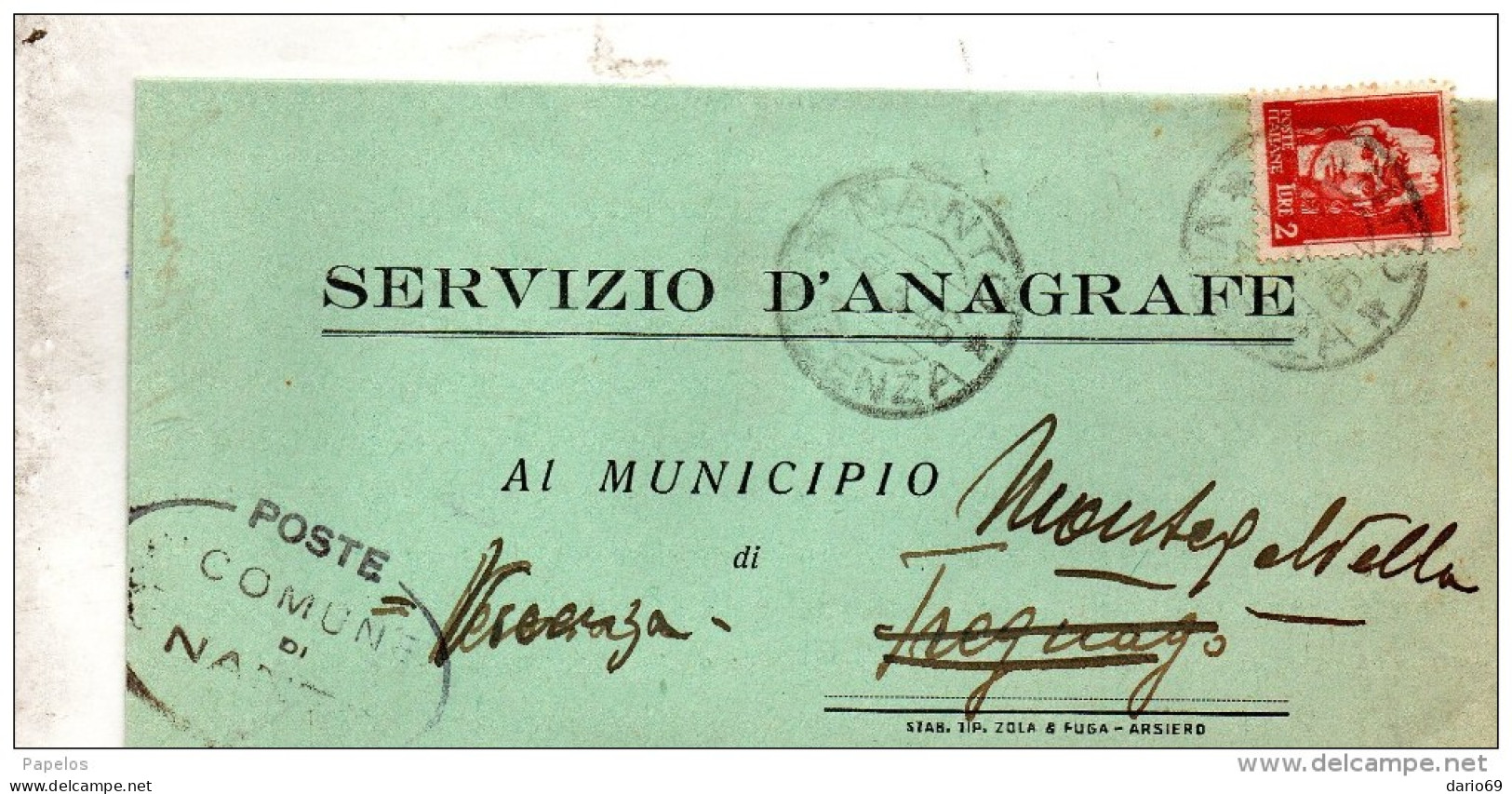 1946  LETTERA CON ANNULLO NANTO VICENZA - Poststempel
