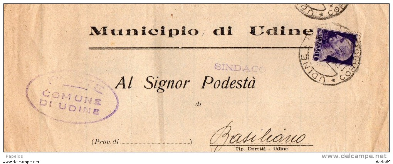 1945  LETTERA CON ANNULLO UDINE - Marcophilie