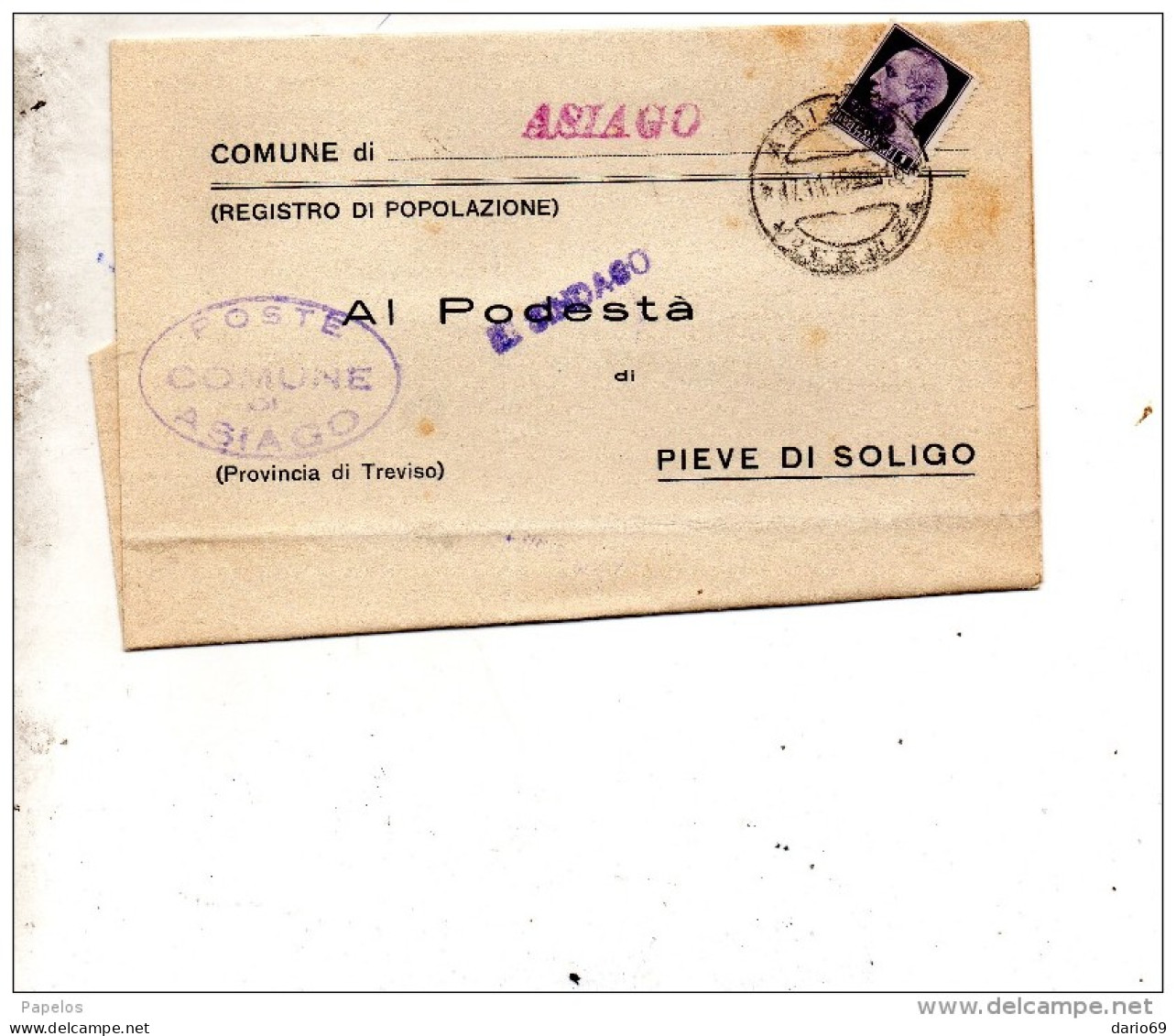 1945  LETTERA CON ANNULLO ASIAGO VICENZA - Poststempel