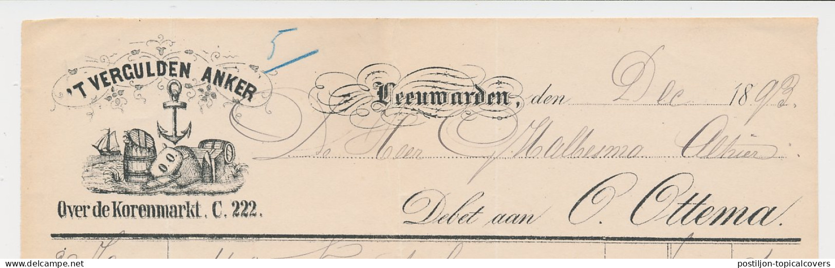 Nota Leeuwarden 1893 - Anker - Schip - Ton - Nederland