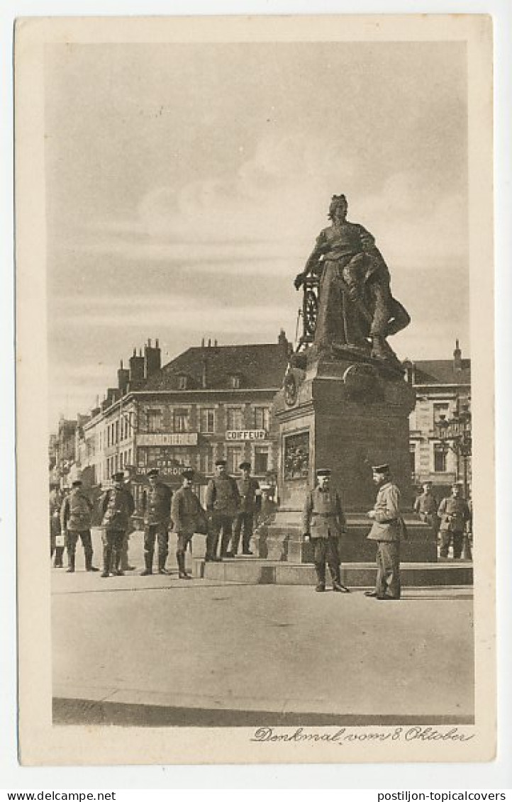 Fieldpost Postcard Germany / France 1916 Monument - St. Quentin - WWI - Sonstige & Ohne Zuordnung