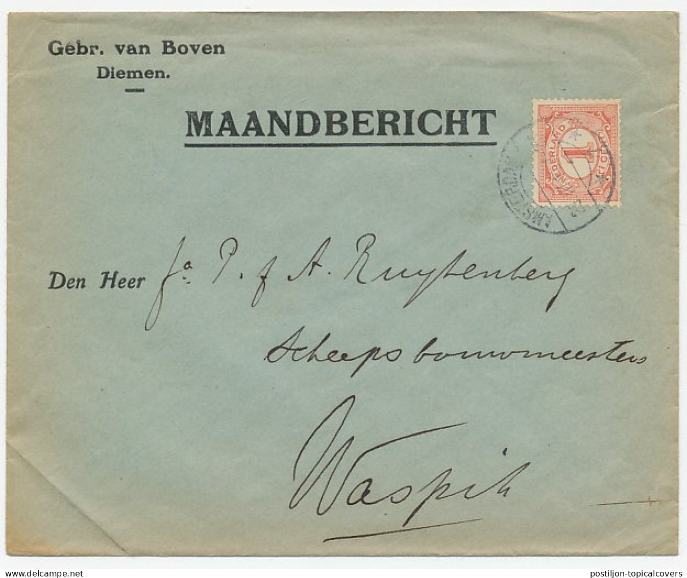 Em. Vurtheim Amsterdam - Waspik 1913 - Maandbericht - Non Classés