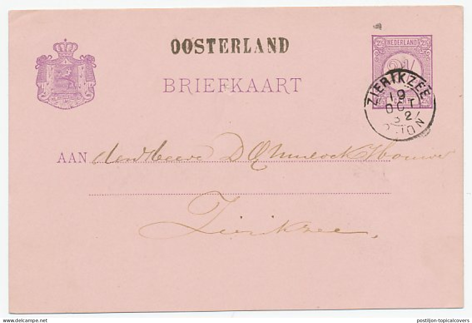 Naamstempel Oosterland 1882 - Storia Postale