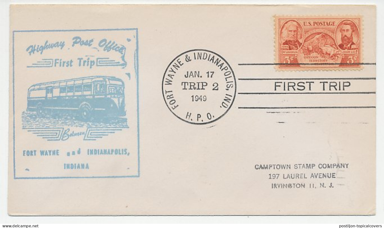 Cover USA 1949 Highway Post Office - First Trip - Autres & Non Classés
