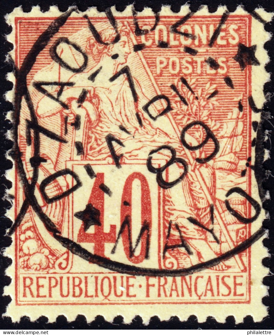 MAYOTTE - 1889 Colonies Générales 40c Alphée Dubois Obl. TàD "D'ZAOUDZI - Mayotte" - TB (c.300€) - Oblitérés