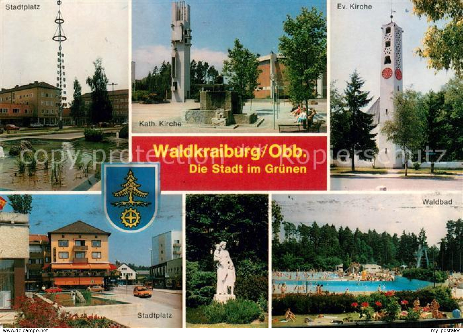 73672013 Waldkraiburg Stadtplatz Kirche Denkmal Waldbad Freibad Waldkraiburg - Waldkraiburg