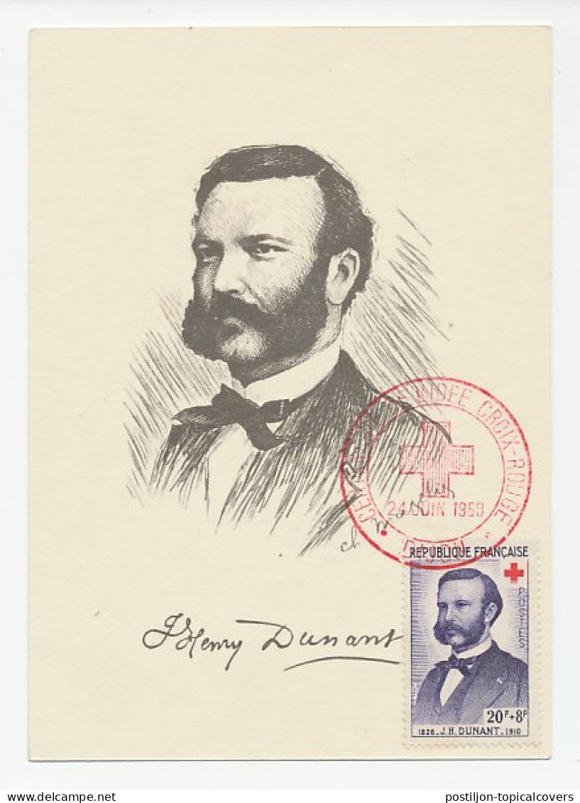 Maximum Card France 1959 Red Cross - Henry Dunant - Red Cross