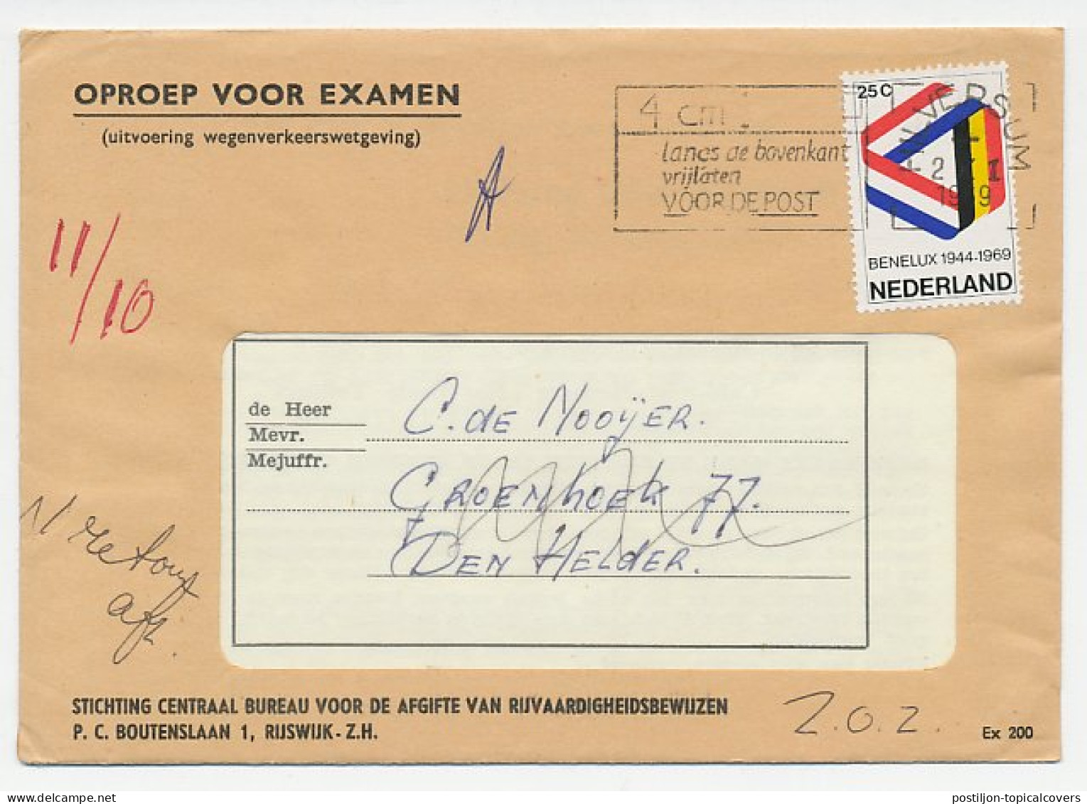 Hilversum - Den Helder 1969 - Straatnaam Te Den Helder Onbekend - Unclassified