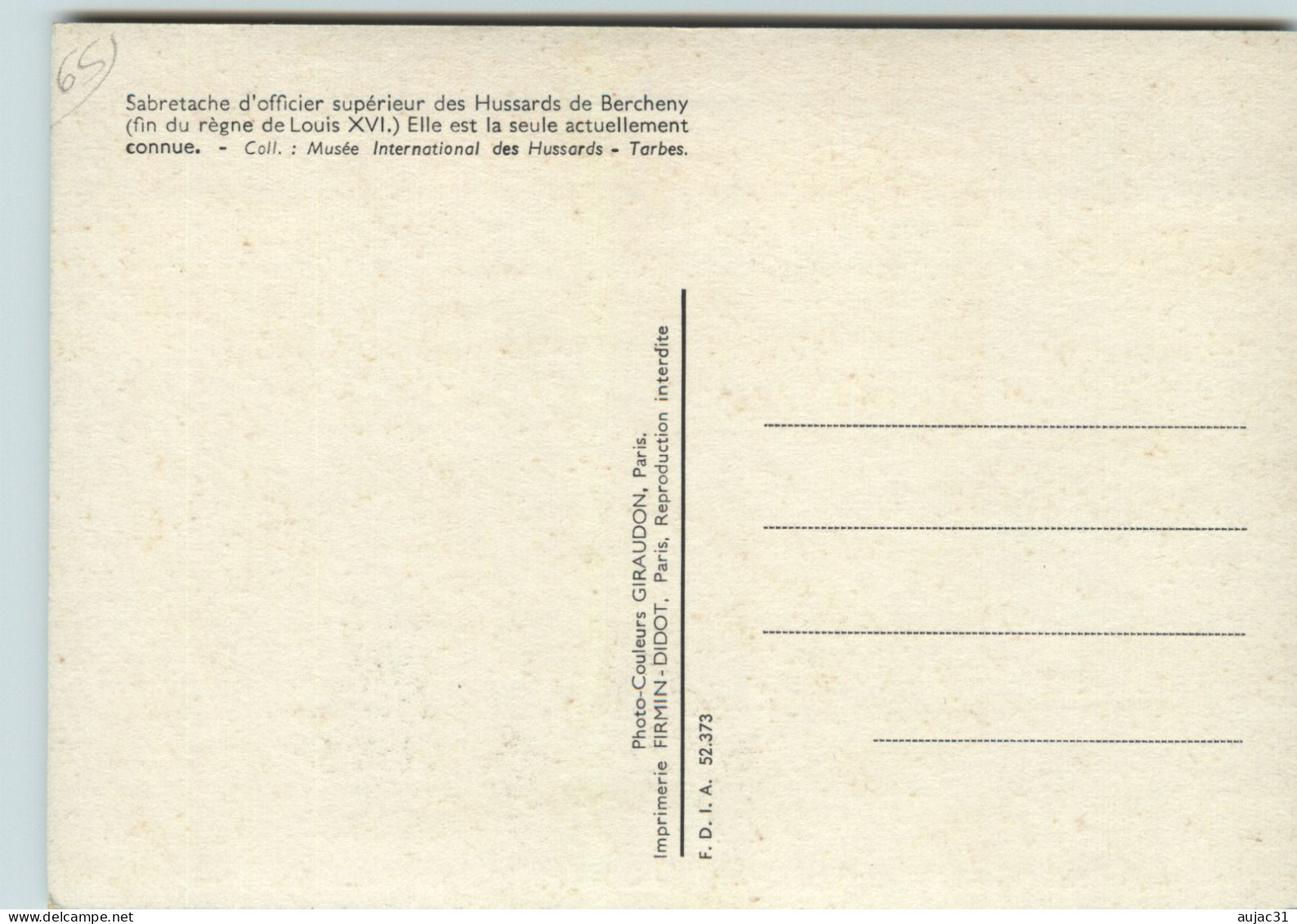 Dép 65 - Militaria - Tarbes - Musée International des Hussards - 5 cartes - état