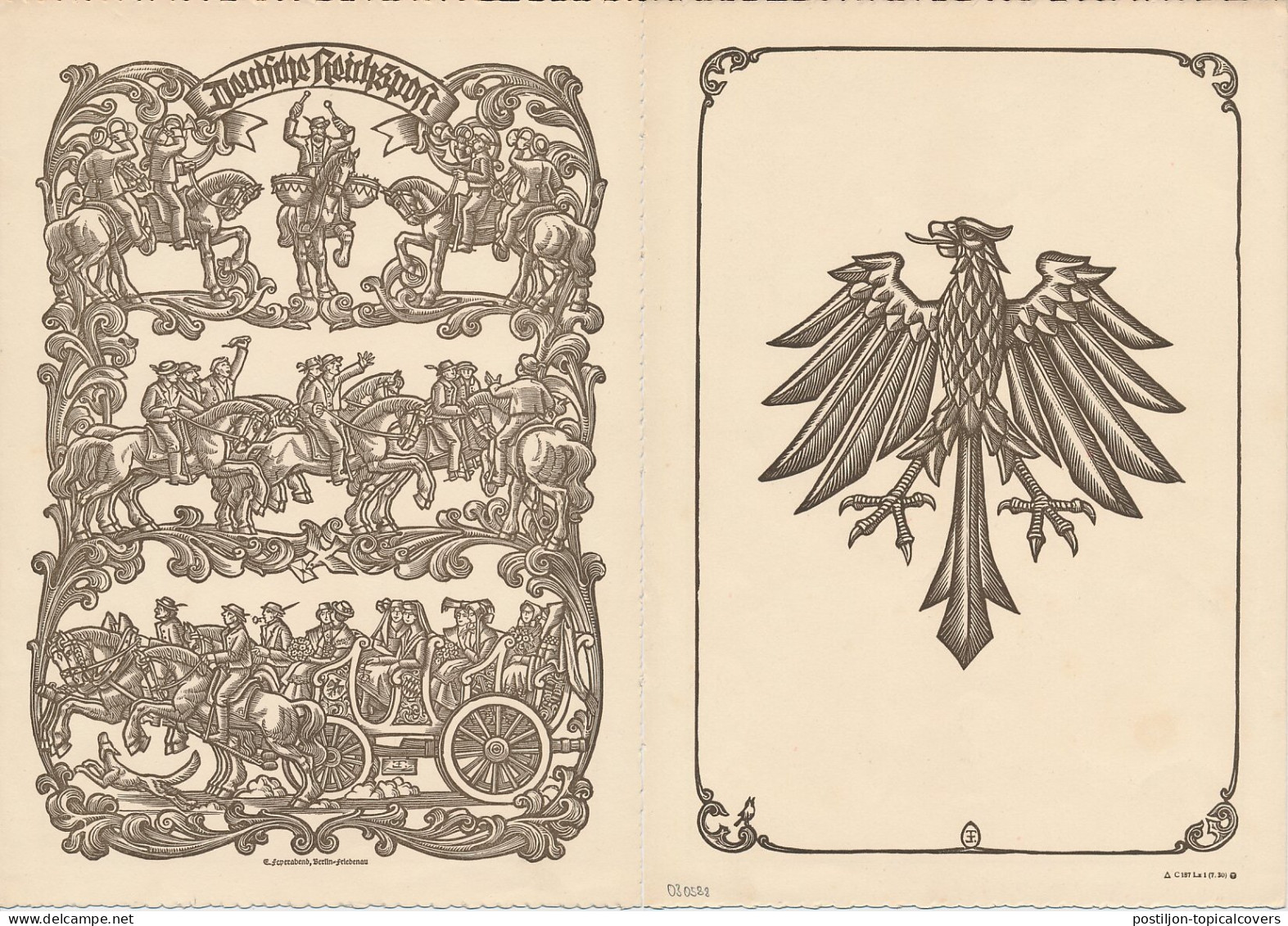 Telegram Germany 1935 - Schmuckblatt Telegramme Horse Riders - Rural Wedding Procession - Dog - Eagle - Hippisme