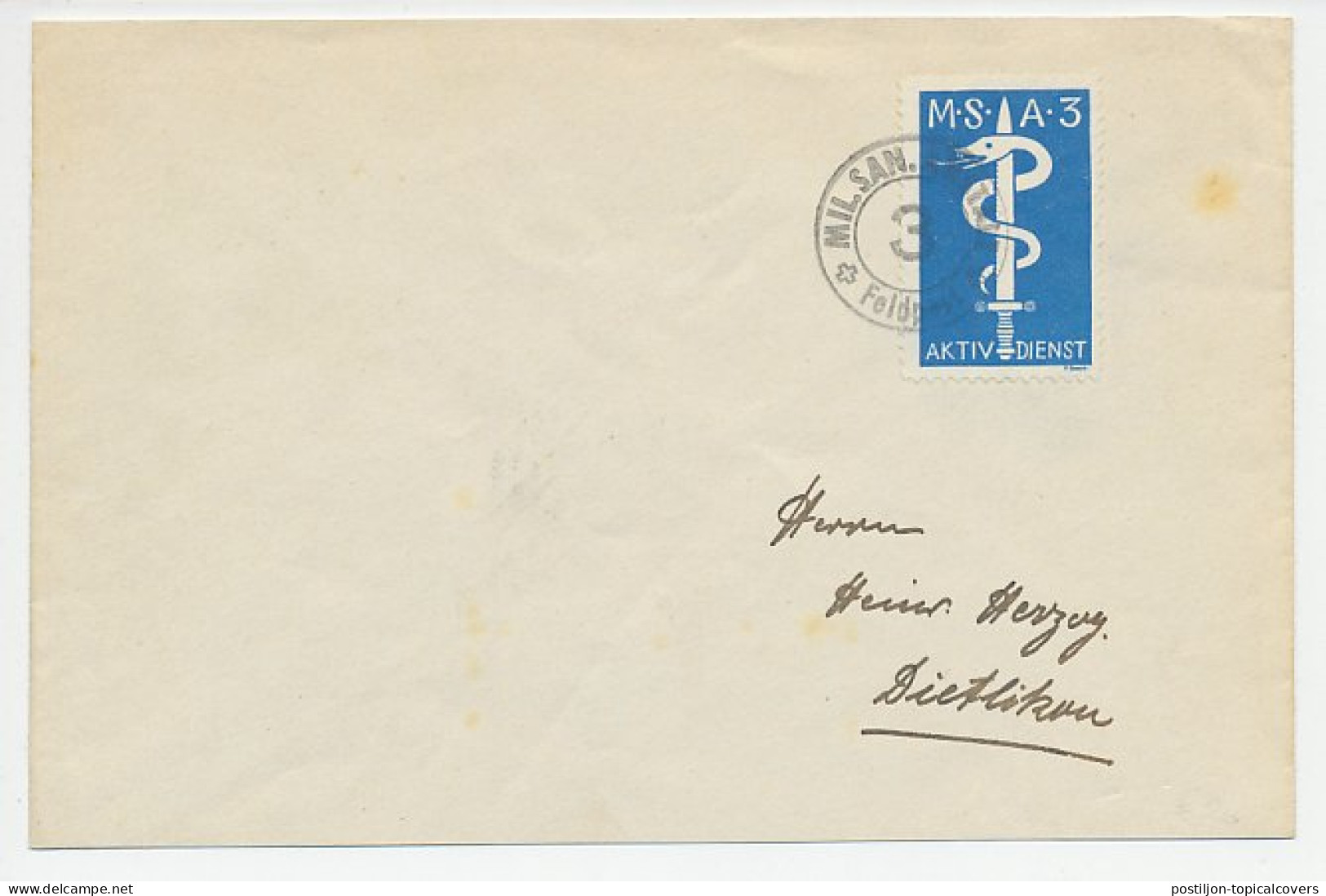 Cover / Postmark Switzerland Military Fieldpost - Aktiv Dienst - MSA 3 - Andere & Zonder Classificatie