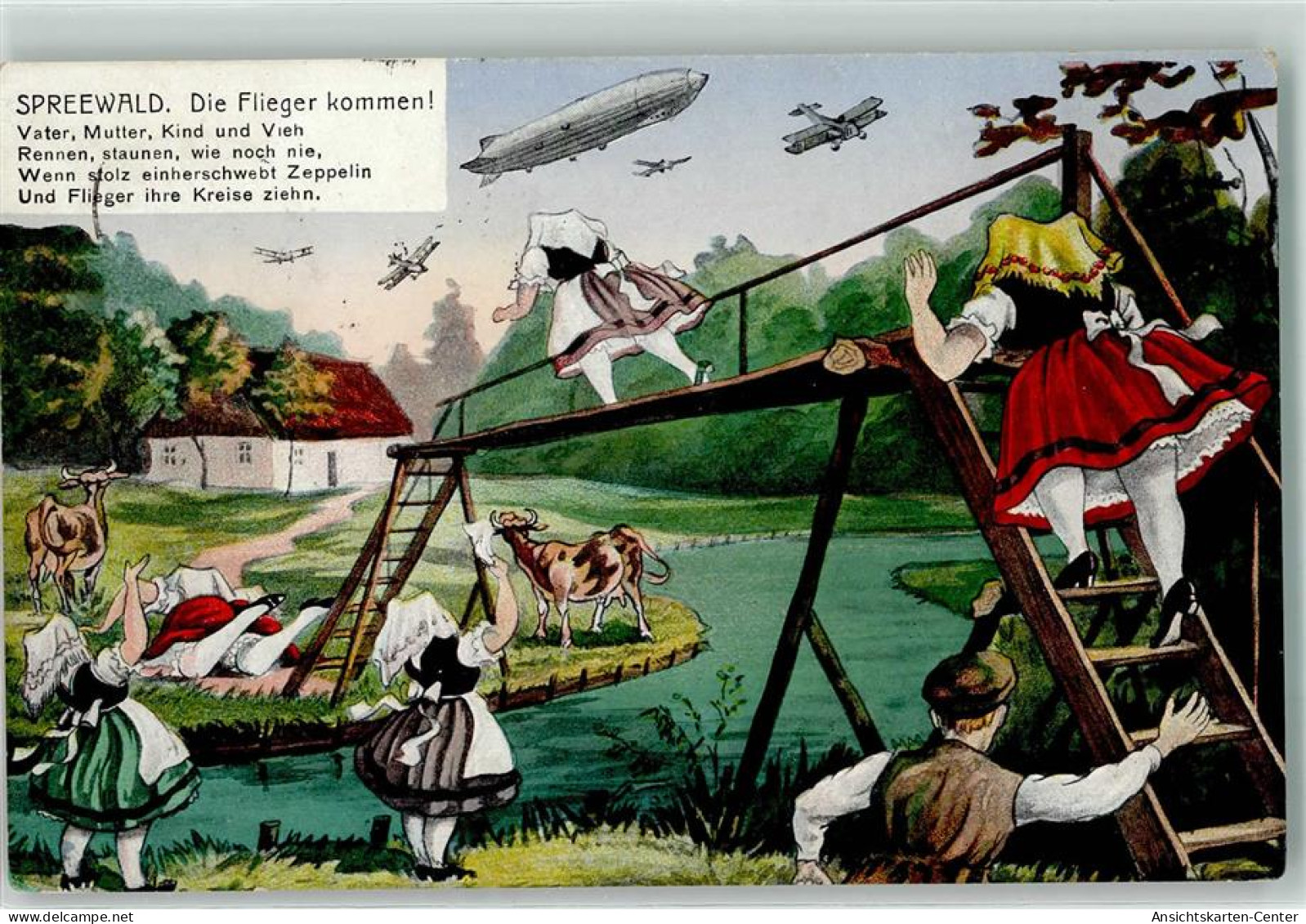 13923006 - Spreewald Trachten Die Flieger Kommen Verlag Schoekel Nr. 101 AK - Airships