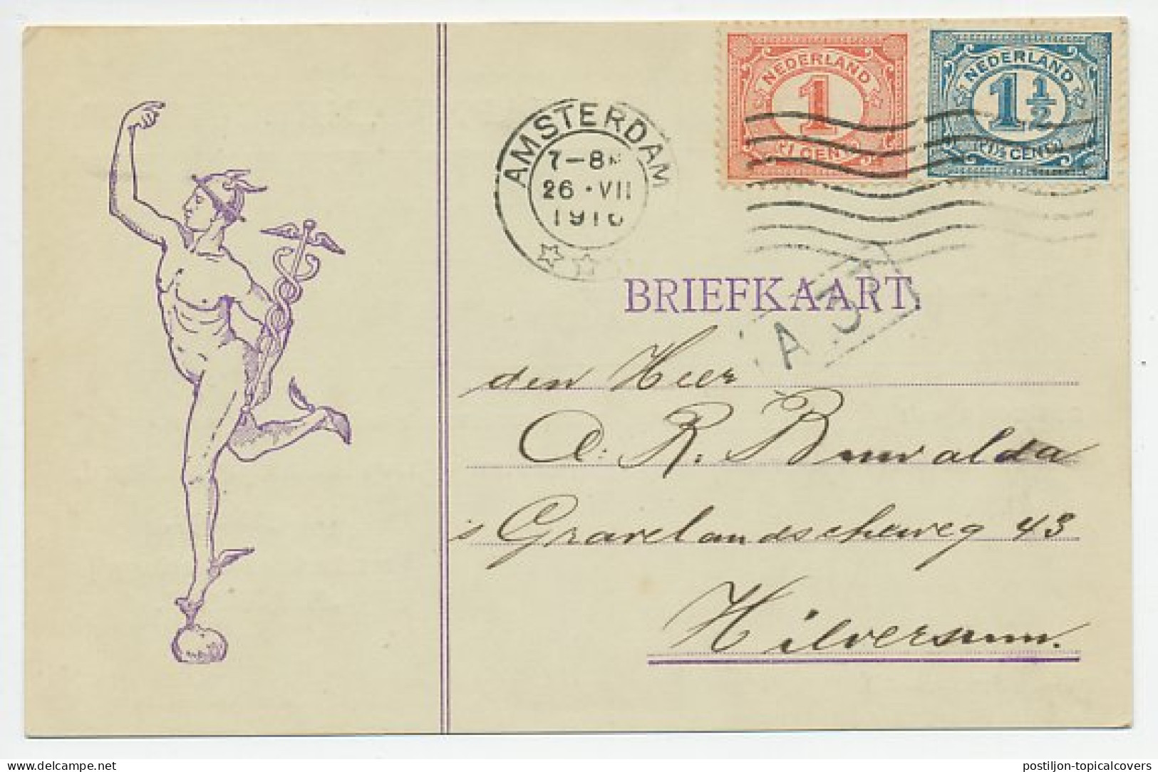 Firma Briefkaart Amsterdam 1916 - Mercurius - Non Classés