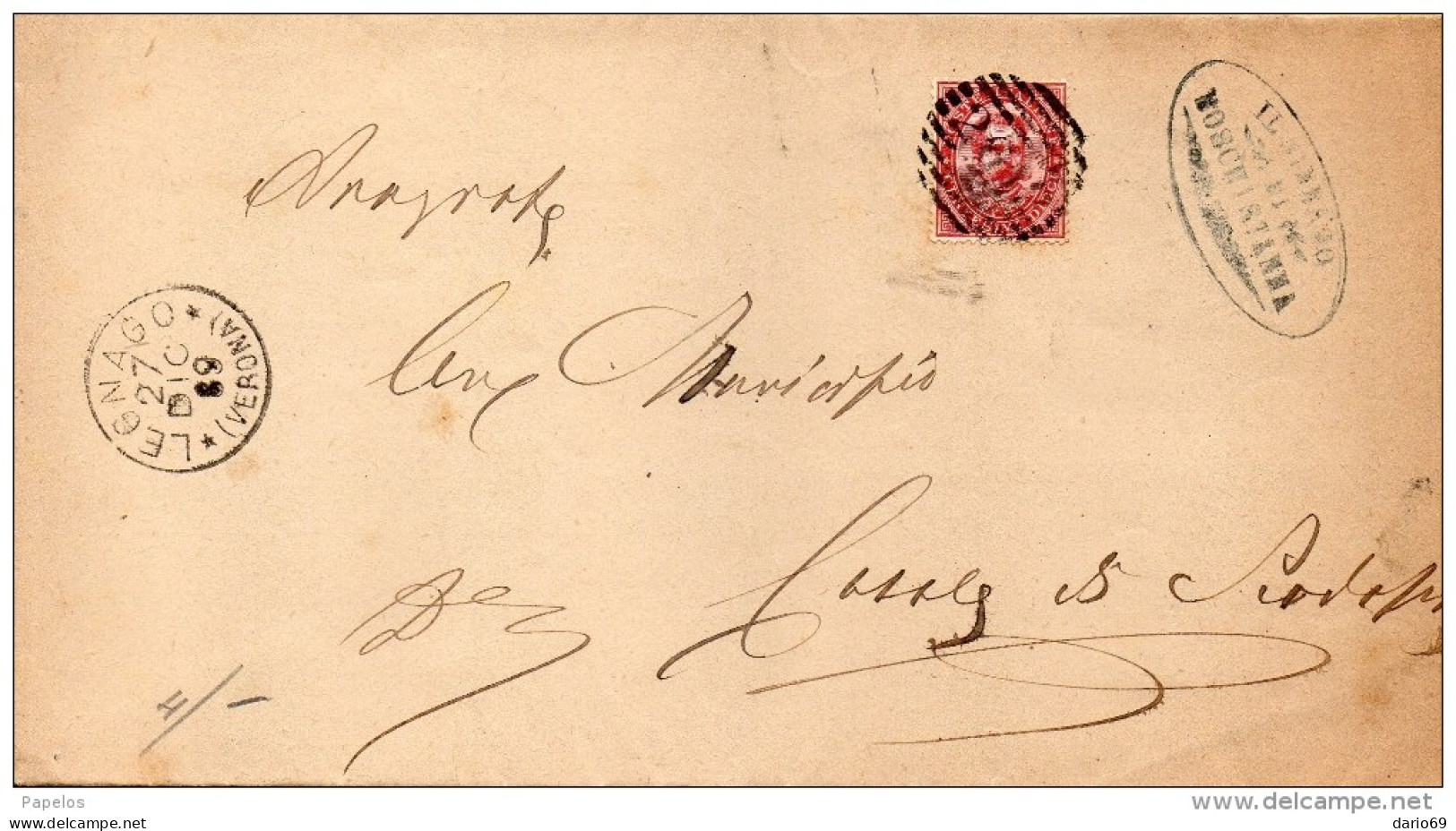 1889  LETTERA CON ANNULLO NUMERALE   LEGNAGO    VERONA - Marcofilía