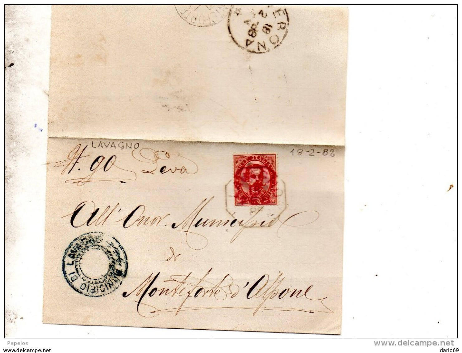 1888  LETTERA CON ANNULLO LAVAGNO     VERONA - Poststempel