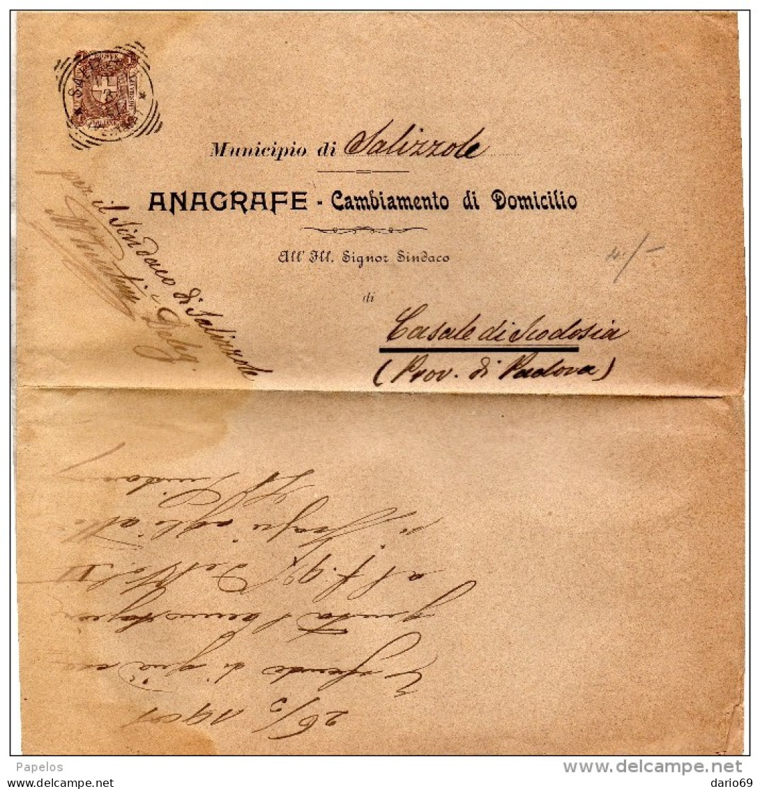 1901  LETTERA CON ANNULLO  SALIZZOLE   VERONA - Poststempel