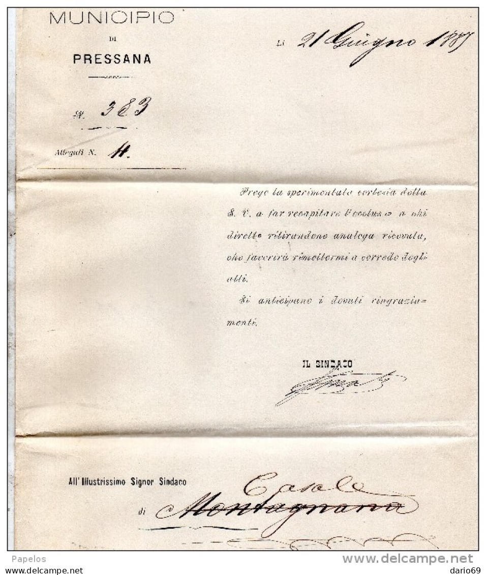 1887  LETTERA CON ANNULLO  PRESSANA  VERONA - Poststempel