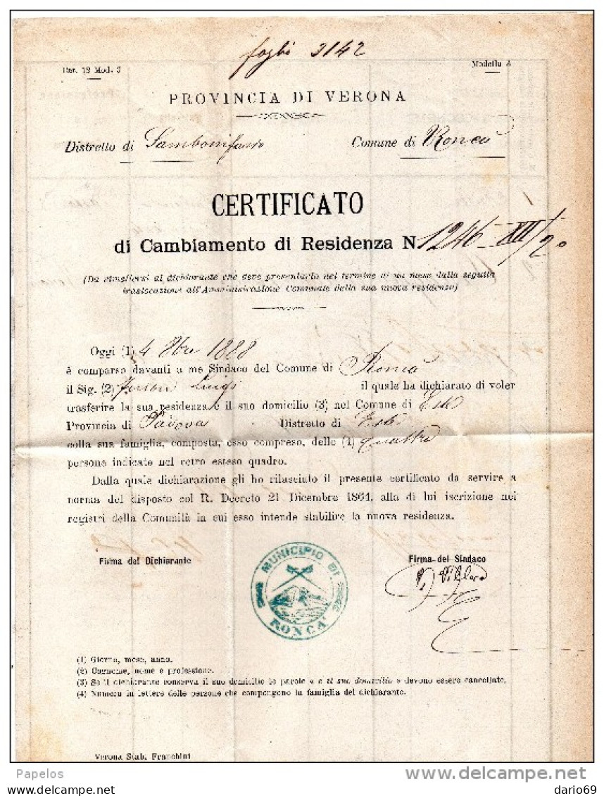 1888  LETTERA CON ANNULLO  RONCA'  VERONA - Storia Postale