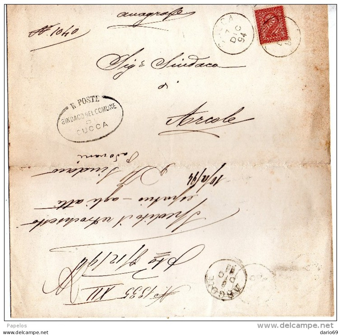 1894 LETTERA CON ANNULLO CUCCA  VERONA - Storia Postale