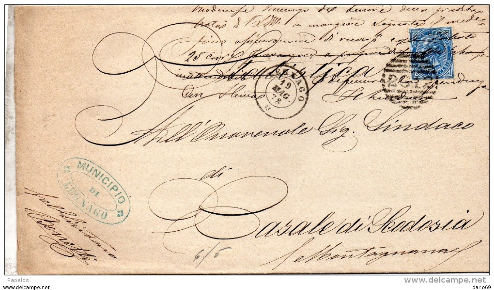 1878  LETTERA CON ANNULLO NUMERALE LEGNAGO VERONA - Poststempel