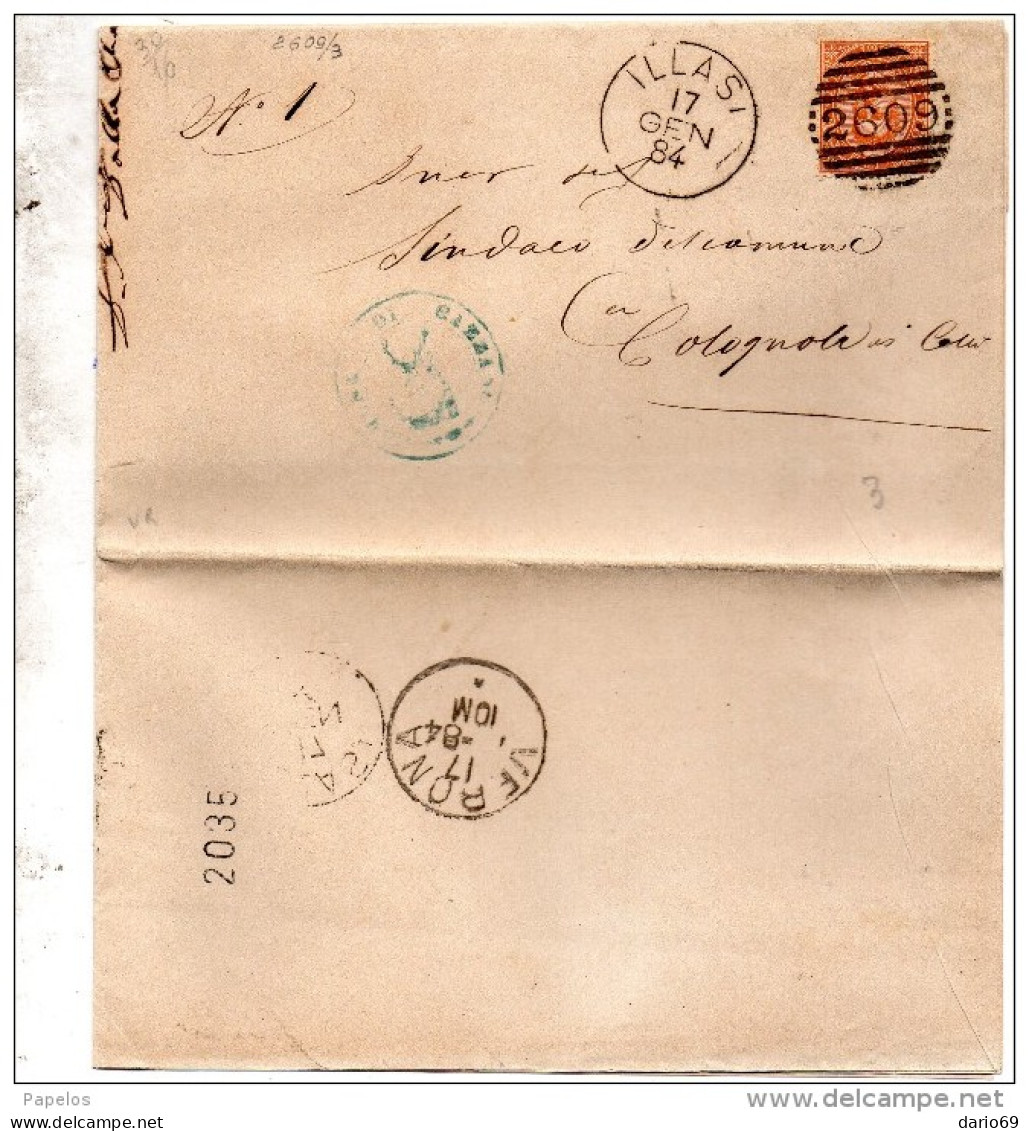 1884 LETTERA CON ANNULLO NUMERALE ILLASI   VERONA - Poststempel