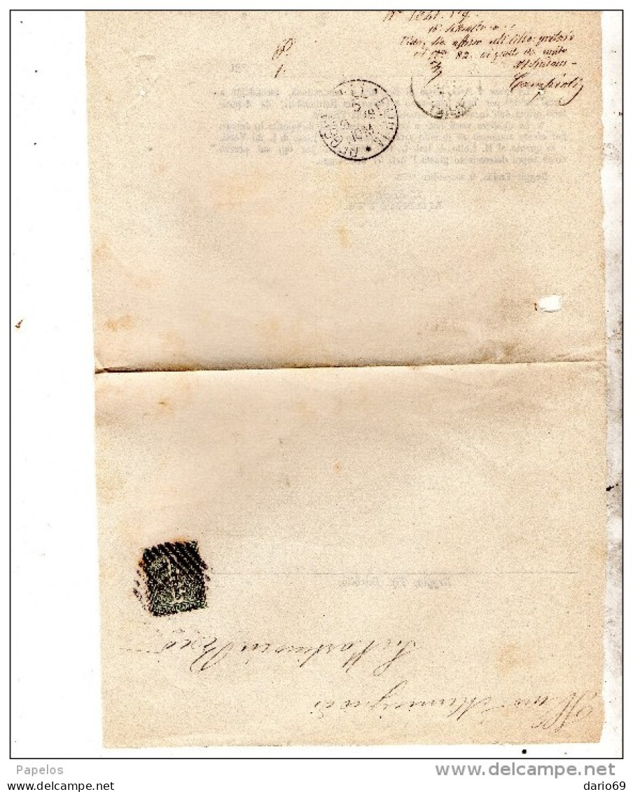 1878  LETTERA CON ANNULLO NUMERALE REGGIO EMILIA - Marcophilia