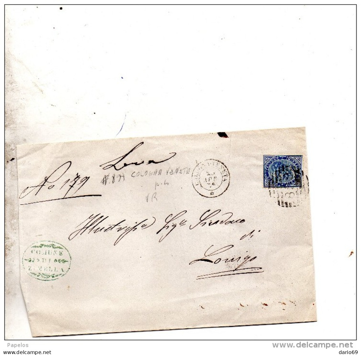 1879  LETTERA CON ANNULLO NUMERALE COLOGNA VENETA   VERONA - Poststempel