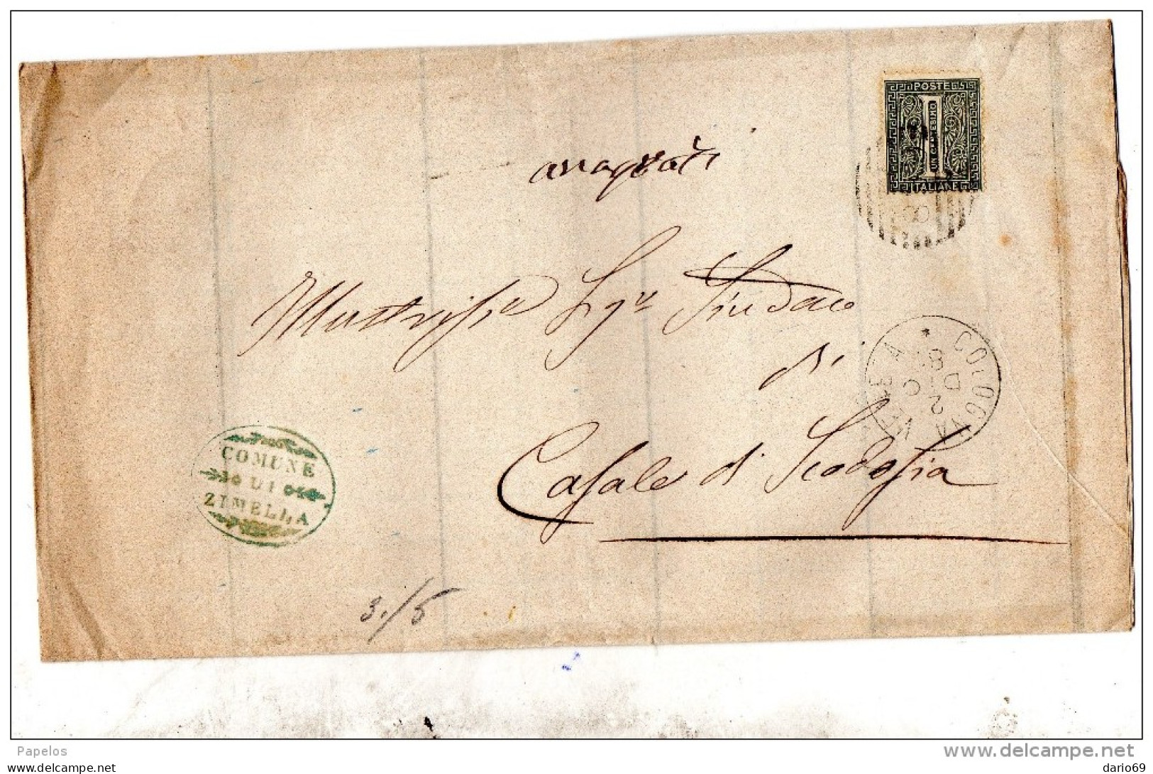 1880  LETTERA CON ANNULLO NUMERALE COLOGNA VENETA   VERONA - Marcofilía