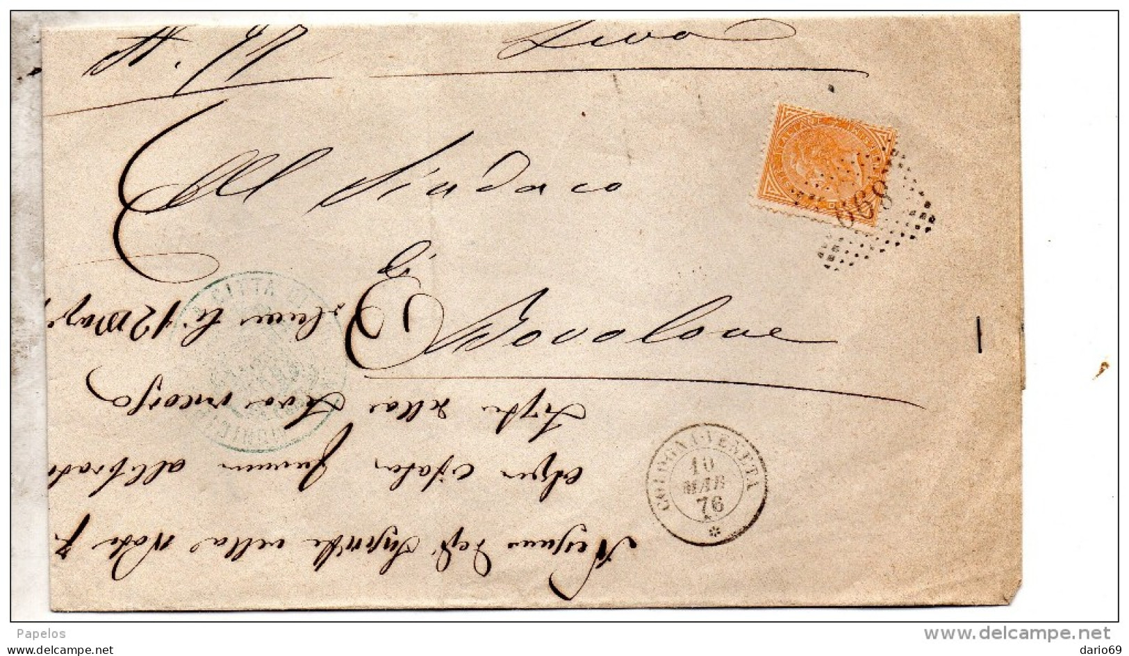 1876  LETTERA CON ANNULLO NUMERALE COLOGNA VENETA   VERONA - Poststempel