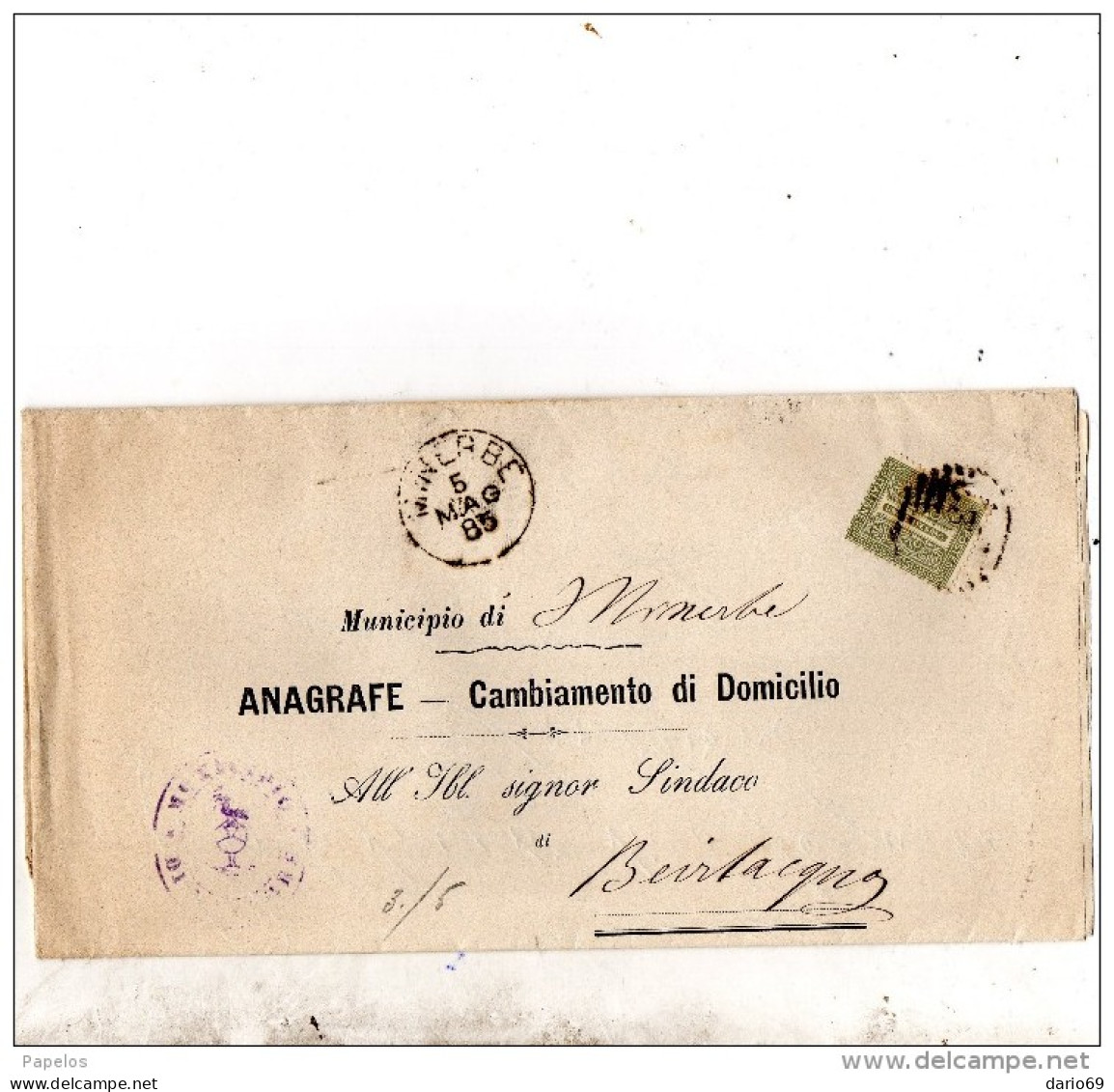1885 LETTERA CON ANNULLO NUMERALE  MINERBE     VERONA - Poststempel