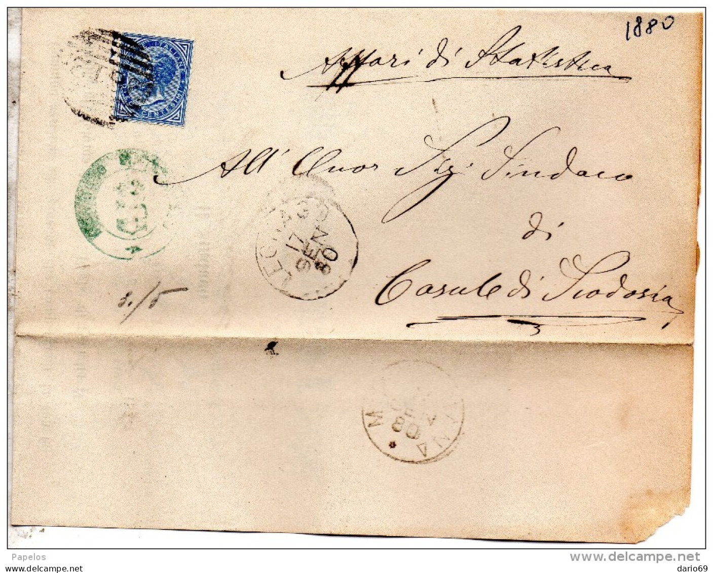 1880  LETTERA CON ANNULLO NUMERALE LEGNAGO VERONA - Marcophilia