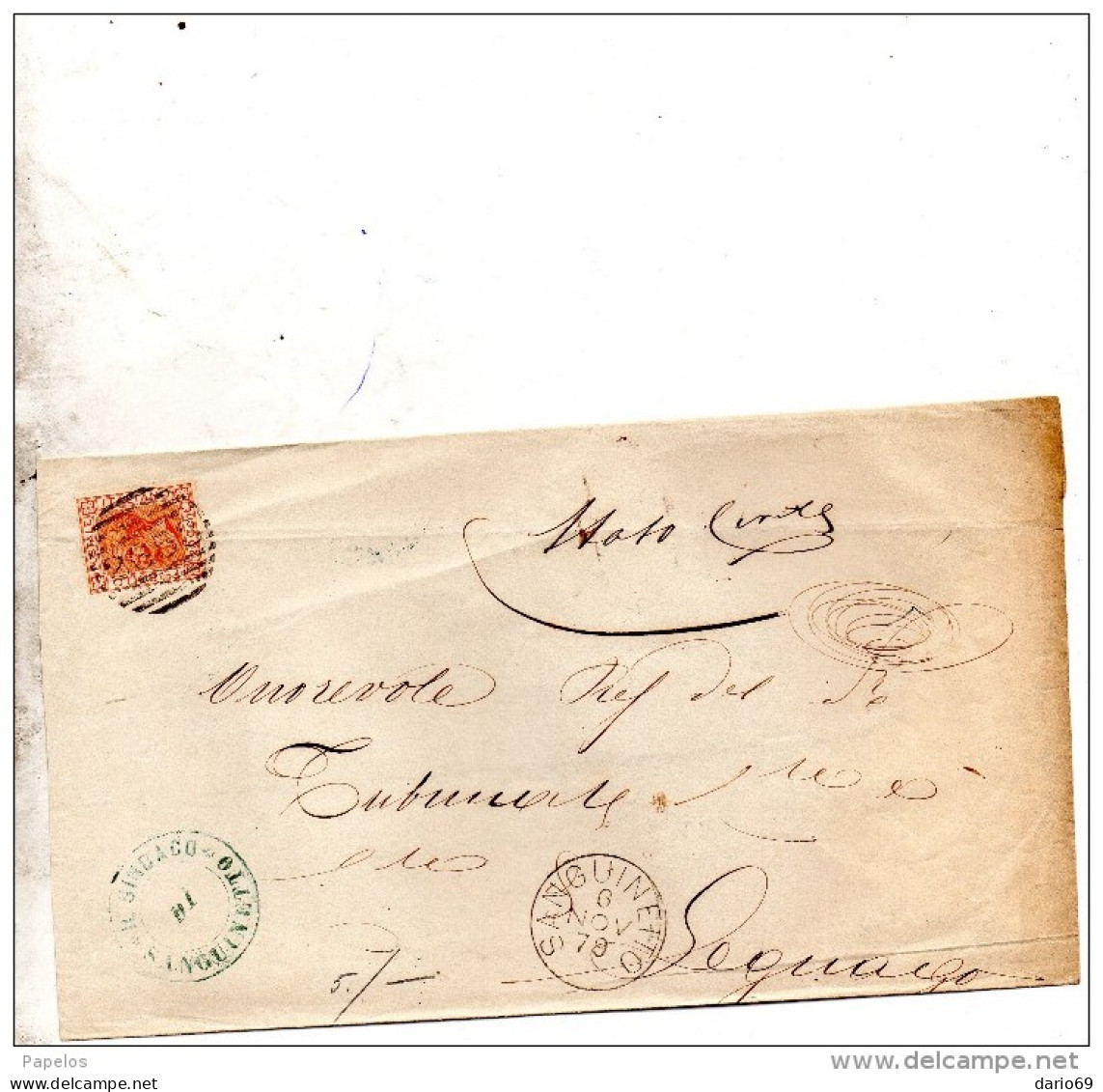 1879  LETTERA CON ANNULLO NUMERALE SANGUINETTO  VERONA - Storia Postale